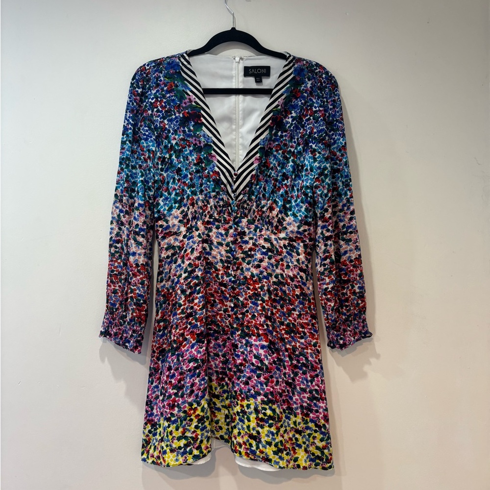 SALONI Multicolor Floral and Stripe Dress